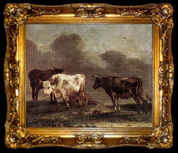 framed  POTTER, Paulus Cows in a Meadow af, ta009-2